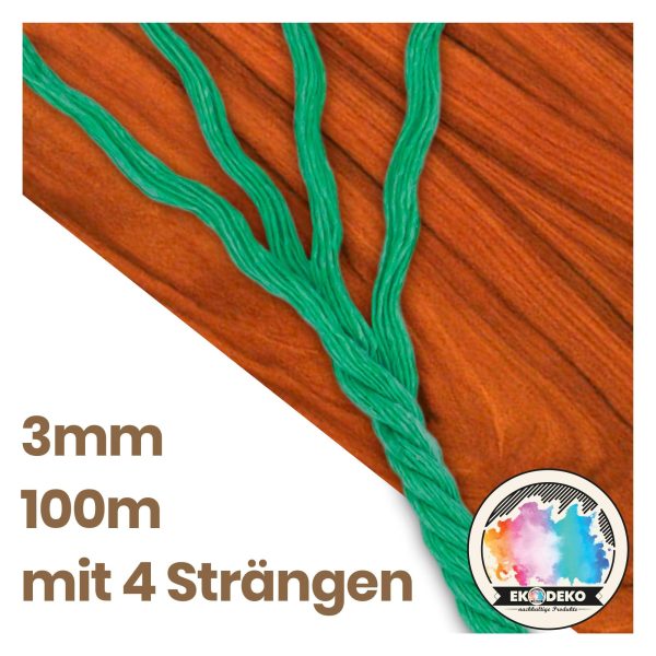 Makramee Garn 3mmx100m Grün – Weiches Baumwollgarn für DIY & Deko – Bild 5