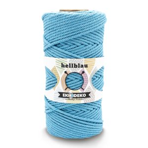 Makramee Garn 4mmx100m Hellblau – Weiches Baumwollgarn für DIY & Deko