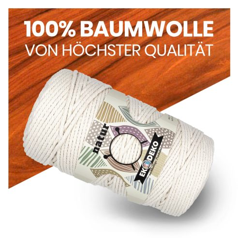 Makramee Garn Natur 3mm 300 & 600m – Bild 2