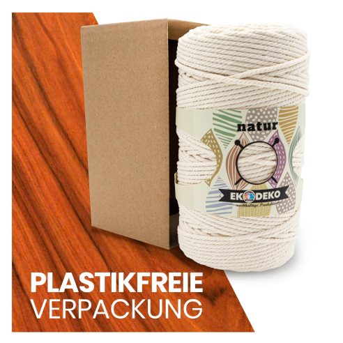 Makramee Garn Natur 3mm 300 & 600m – Bild 3